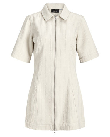 Alora Sille Short Dress Ecru Needle Stripe - Things I Like Things I Love