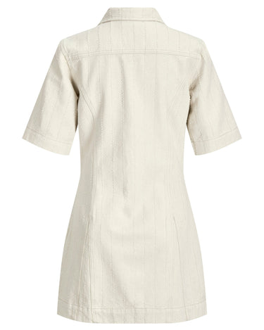Alora Sille Short Dress Ecru Needle Stripe - Things I Like Things I Love