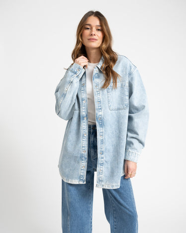 Alva Denim Shacket Light Blue - Things I Like Things I Love