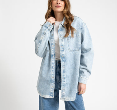 Alva Denim Shacket Light Blue - Things I Like Things I Love