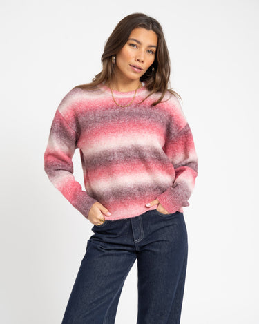 Amira Crew Neck Knit Pink Space Dye - Things I Like Things I Love