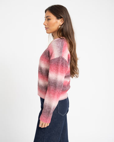 Amira Crew Neck Knit Pink Space Dye - Things I Like Things I Love