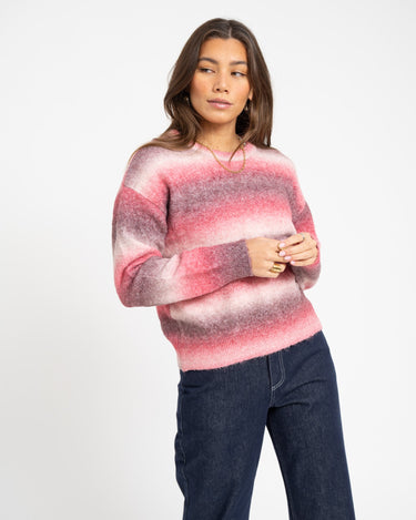 Amira Crew Neck Knit Pink Space Dye - Things I Like Things I Love