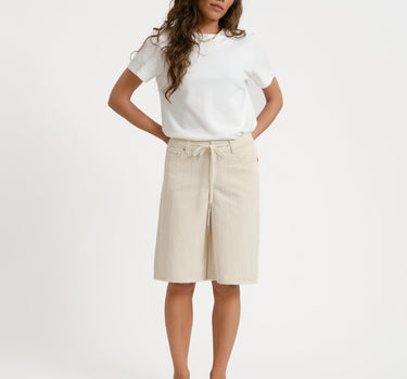 Amy Sille Wide Shorts Ecru/Needle stripe - Things I Like Things I Love