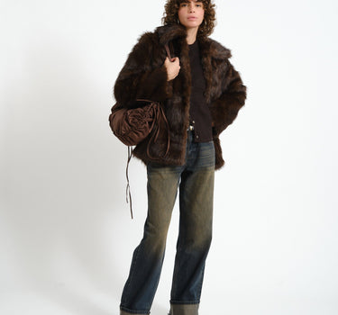 Aria Fur Jacket Chocolate Bruin - Things I Like Things I Love