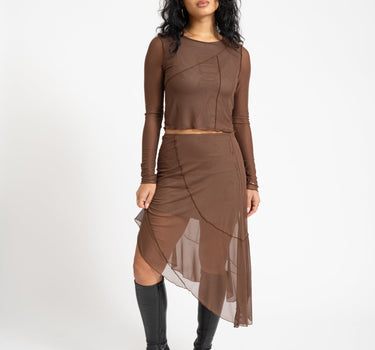 Aruba Overlock Detail Top Chocolate Brown - Things I Like Things I Love