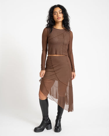 Aruba Overlock Detail Top Chocolate Brown - Things I Like Things I Love