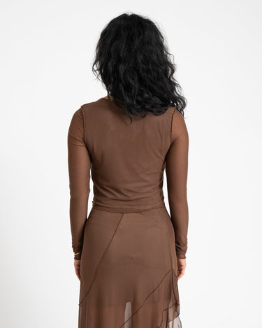 Aruba Overlock Detail Top Chocolate Brown - Things I Like Things I Love