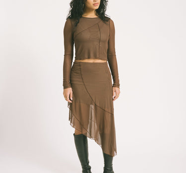 Aruba Overlock Detail Top Chocolate Brown - Things I Like Things I Love