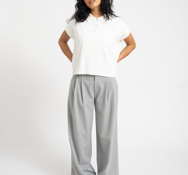 Aware Alice Polo Knit Top Snow White - Things I Like Things I Love