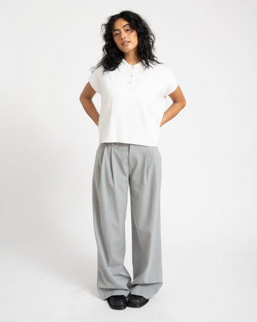Aware Alice Polo Knit Top Snow White - Things I Like Things I Love