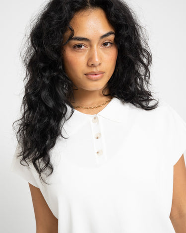 Aware Alice Polo Knit Top Snow White - Things I Like Things I Love