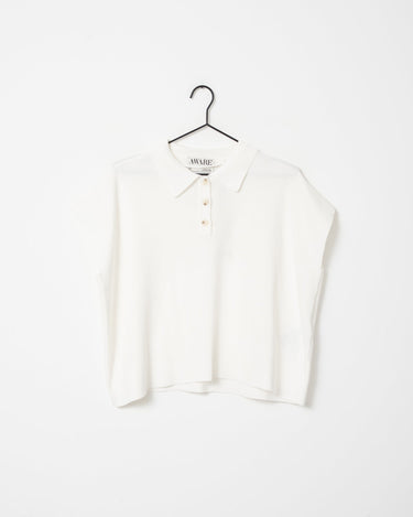 Aware Alice Polo Knit Top Snow White - Things I Like Things I Love