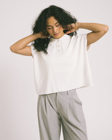 Aware Alice Polo Knit Top Snow White - Things I Like Things I Love