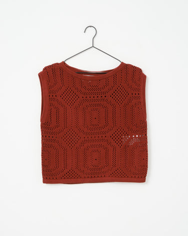 Aware Baylee Boatneck Crochet Top Russet Brown - Things I Like Things I Love