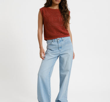 Aware Baylee Boatneck Crochet Top Russet Brown - Things I Like Things I Love