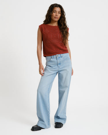 Aware Baylee Boatneck Crochet Top Russet Brown - Things I Like Things I Love