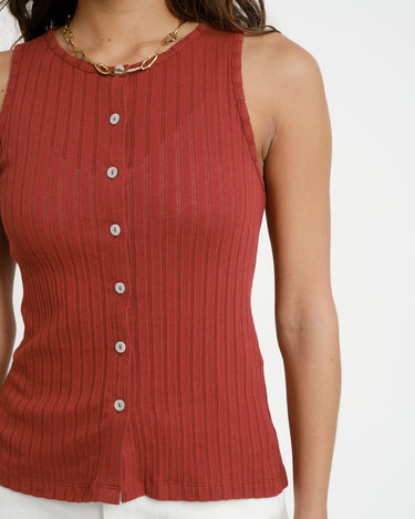Aware Blythe O - Neck Top Russet Brown - Things I Like Things I Love