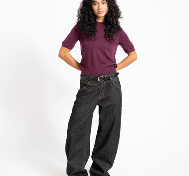Aware Cara O-Neck Wool Knit Top Catawba Grape - Things I Like Things I Love