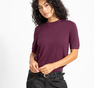 Aware Cara O-Neck Wool Knit Top Catawba Grape - Things I Like Things I Love