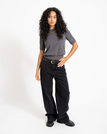 Aware Cara O-Neck Wool Knit Top Dark Grey Melange - Things I Like Things I Love