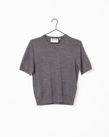 Aware Cara O-Neck Wool Knit Top Dark Grey Melange - Things I Like Things I Love
