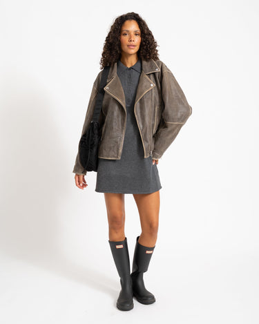 Aware Dianna Polo Mini Knit Dress Dark Grey Melange - Things I Like Things I Love