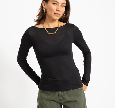 Aware Glesha Boatneck Top Black - Things I Like Things I Love