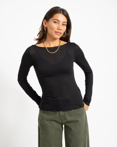 Aware Glesha Boatneck Top Black - Things I Like Things I Love