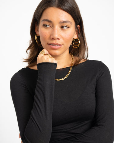 Aware Glesha Boatneck Top Black - Things I Like Things I Love