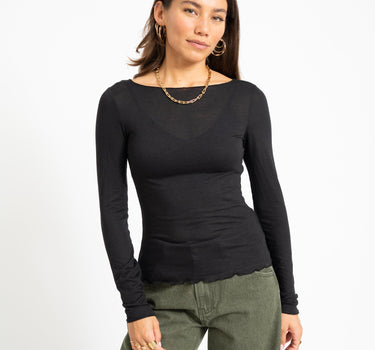 Aware Glesha Boatneck Top Black - Things I Like Things I Love