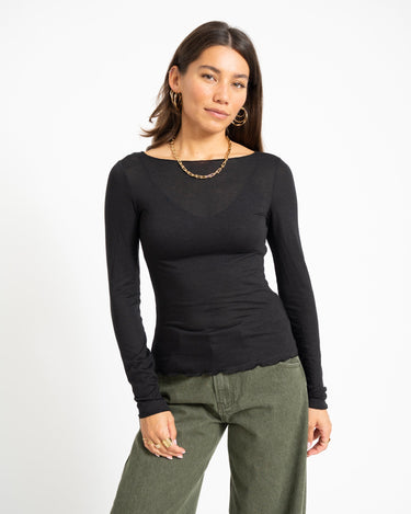 Aware Glesha Boatneck Top Black - Things I Like Things I Love