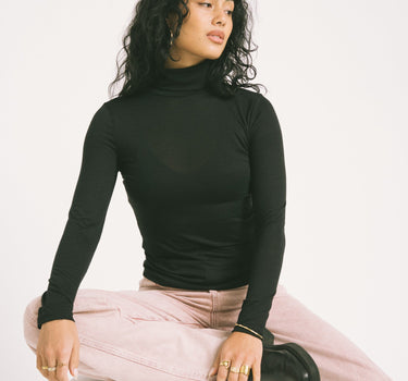 AWARE Glesha Roll Neck Top Black - Things I Like Things I Love