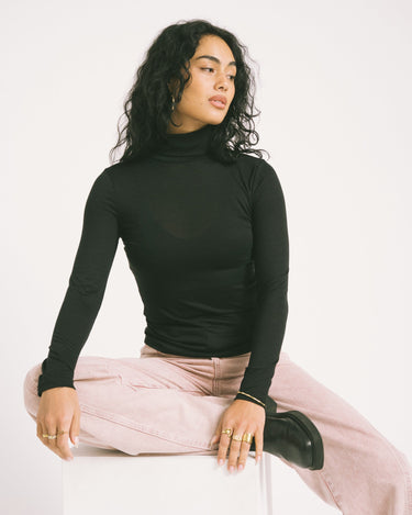 AWARE Glesha Roll Neck Top Black - Things I Like Things I Love