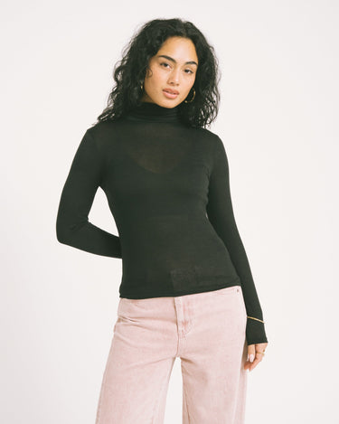 AWARE Glesha Roll Neck Top Black - Things I Like Things I Love