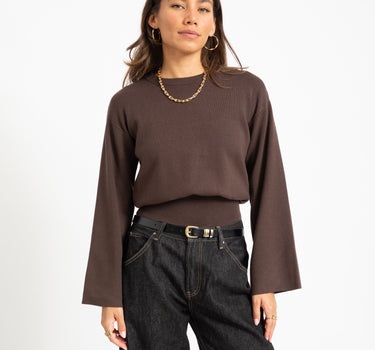 Aware Hanna Crew Neck Knit Pullover Chocolate Torte - Things I Like Things I Love