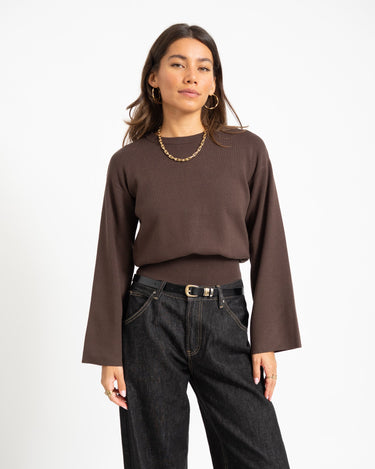Aware Hanna Crew Neck Knit Pullover Chocolate Torte - Things I Like Things I Love