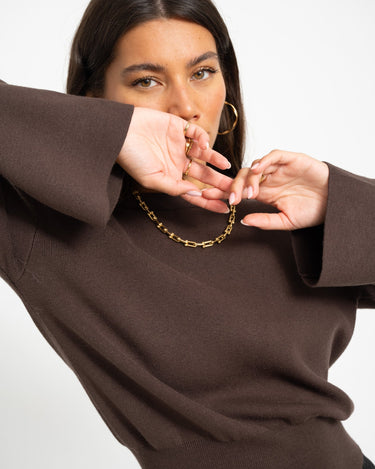 Aware Hanna Crew Neck Knit Pullover Chocolate Torte - Things I Like Things I Love