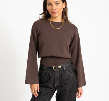 Aware Hanna Crew Neck Knit Pullover Chocolate Torte - Things I Like Things I Love