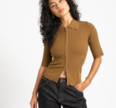Aware Hanna Zip Knit Cardigan Breen - Things I Like Things I Love