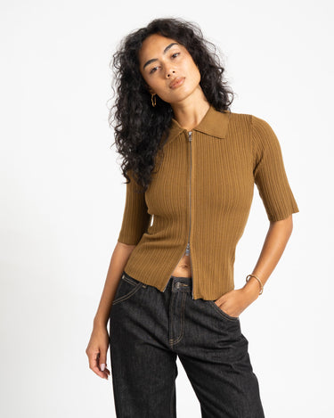 Aware Hanna Zip Knit Cardigan Breen - Things I Like Things I Love