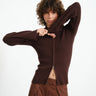 Aware Hanna Zip Rib Knit Cardigan Chocolate Plum - Things I Like Things I Love