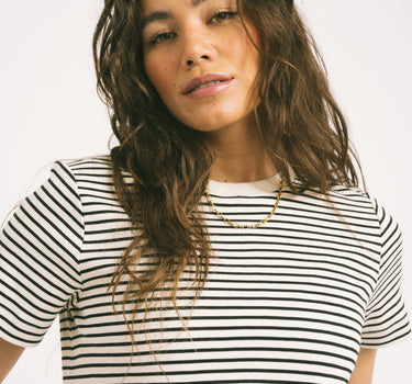 Aware Jada Naima O - Neck T-Shirt White Black - Things I Like Things I Love