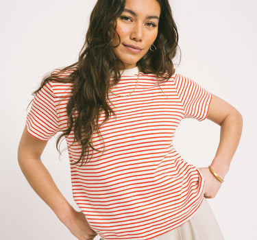 Aware Jada Naima O - Neck T-Shirt White Molten Lava - Things I Like Things I Love