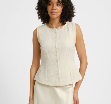 Aware Lise O - neck Top Bone White - Things I Like Things I Love