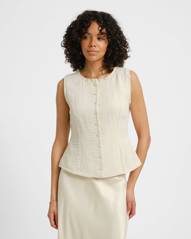 Aware Lise O - neck Top Bone White - Things I Like Things I Love