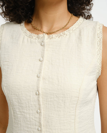 Aware Lise O - neck Top Bone White - Things I Like Things I Love