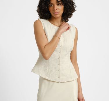 Aware Lise O - neck Top Bone White - Things I Like Things I Love