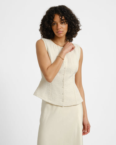 Aware Lise O - neck Top Bone White - Things I Like Things I Love