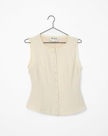 Aware Lise O - neck Top Bone White - Things I Like Things I Love